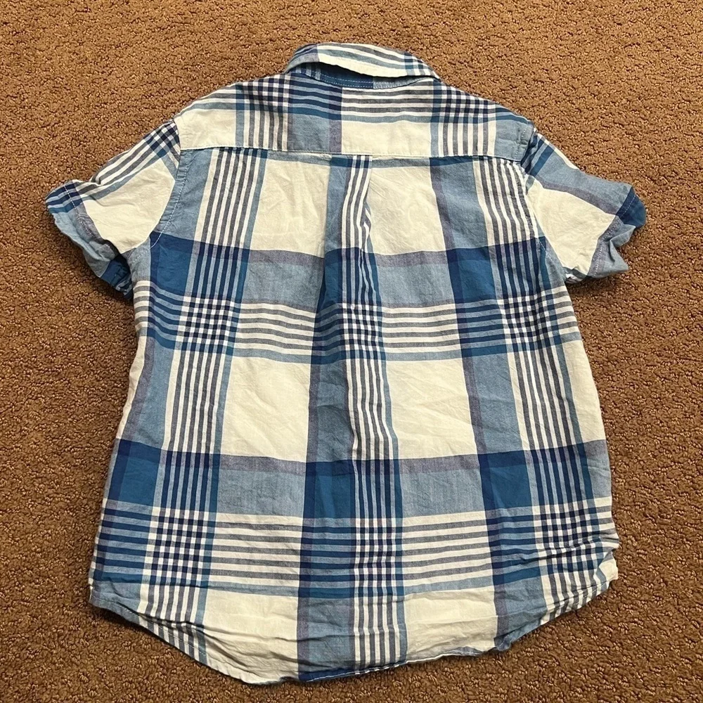 Ralph Lauren Boys Blue & White Plaid Collared Button Down Shirt Size 4/4T